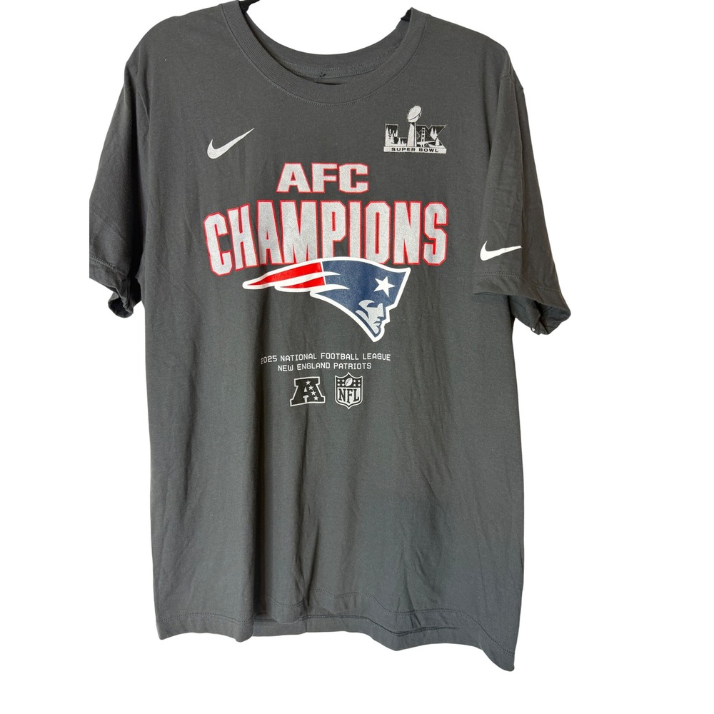 Nike T-Shirt AFC Champions New England Patriots Mens L Dark Gray Cotton Football